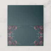 Dark Forest Green Gothic Elegant Wedding Maroon Platzkarte (Außenseite Aufgefaltet)