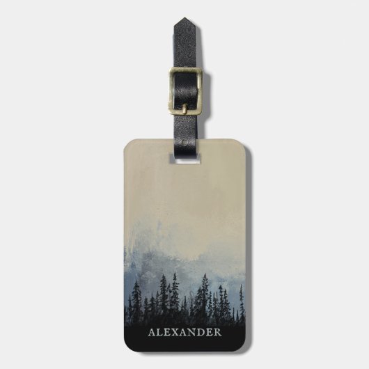 Dark Forest Monogram | Personalisiert neutral Gepäckanhänger (Vorderseite vertikal)