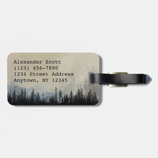 Dark Forest Monogram | Personalisiert neutral Gepäckanhänger (Rückseite horizontal)