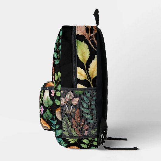Dark Forest Mushroom Woodland Art Bedruckter Rucksack (Rechts)