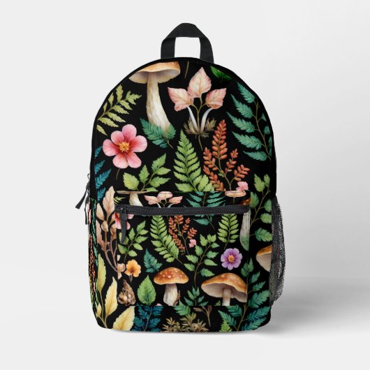 Dark Forest Mushroom Woodland Art Bedruckter Rucksack (Vorderseite)