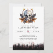 Dark Forest Skull Outdoor Backyard Halloween Party Einladung (Vorderseite)