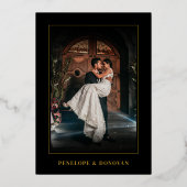 Dark Foto Editorial Magazine Elegante Wedding Gold Folieneinladung (Rückseite)