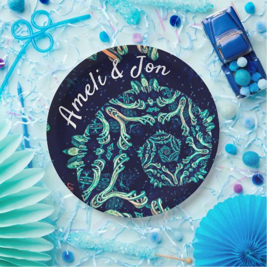 Dark Fraktal elegante Dinner Platte Pappteller (Party)