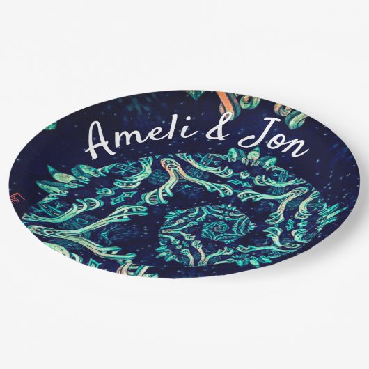 Dark Fraktal elegante Dinner Platte Pappteller (Schrägansicht)