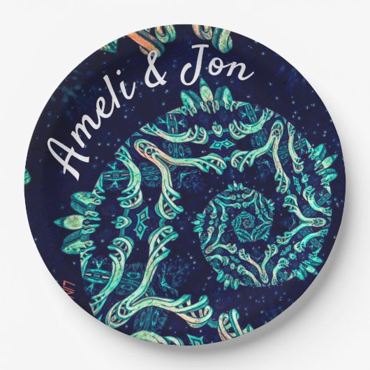 Dark Fraktal elegante Dinner Platte Pappteller (Vorderseite)