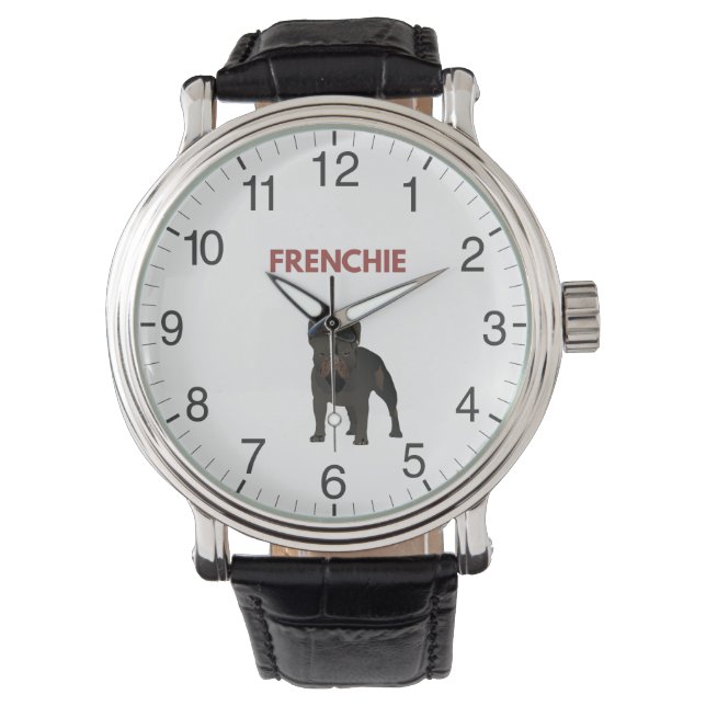 Dark French Bulldog Armbanduhr (Vorderseite)