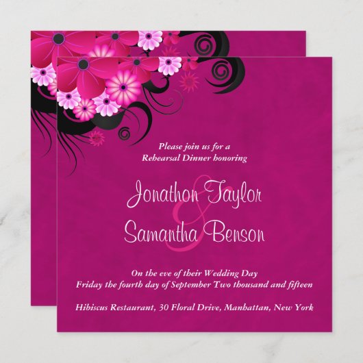 Dark Fuchsia 5.25" Hochzeitsessen Probe Einladung (Vorne/Hinten)