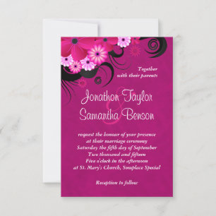 Dark Fuchsia Floral 3,5" x 5" Einladungen für Hoch