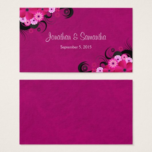 Dark Fuchsia Floral Large Gastgeschenk Hochzeit Ta (Vorne & Hinten)