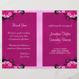 Dark Fuchsia Floral Wedding Program Vorlagen