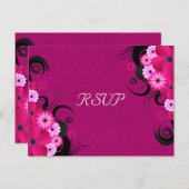 Dark Fuchsia Floral Wedding RSVP Replik Cards Einladungspostkarte (Vorne/Hinten)