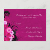 Dark Fuchsia Floral Wedding RSVP Replik Cards Einladungspostkarte (Rückseite)