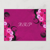 Dark Fuchsia Floral Wedding RSVP Replik Cards Einladungspostkarte (Vorderseite)