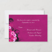 Dark Fuchsia Floral Wedding RSVP Response Cards Karte (Rückseite)