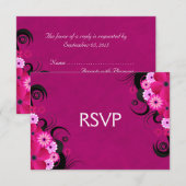Dark Fuchsia Floral Wedding RSVP Response Cards Karte (Vorne/Hinten)