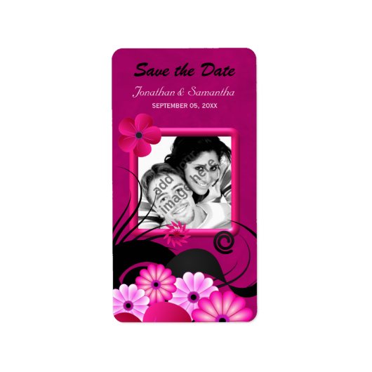 Dark Fuchsia Foto Save the Date für Labels Adressaufkleber (Vorne)