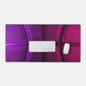 Dark Fuchsia Neon Lila Basketball Ball Gaming Schreibtischunterlage (Tastatur & Maus)