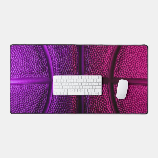 Dark Fuchsia Neon Lila Basketball Ball Gaming Schreibtischunterlage (Tastatur & Maus)