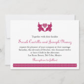 Dark Fuchsia Papel Picado Style Love Birds Einladung (Vorderseite)