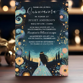 Dark Fun Star Prom Starry Night Sky Quinceanera Einladung