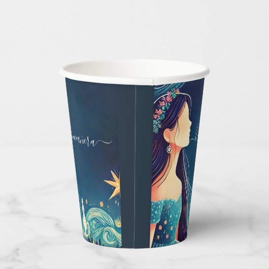 Dark Fun Star Prom Starry Night Sky Quinceanera Pappbecher (Rechts)