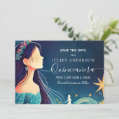 Dark Fun Star Prom Starry Night Sky Quinceanera Save The Date (Stehend Vorderseite)