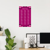 Dark Fuschia Floral 15 Hochzeitstisch Seetabelle Poster (Heimbüro)