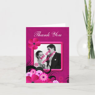 Dark Fuschia Wedding Vielen Dank Foto Note Card Dankeskarte
