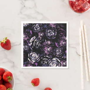 Dark Garden Bewitching Lila Blumen Party Serviette