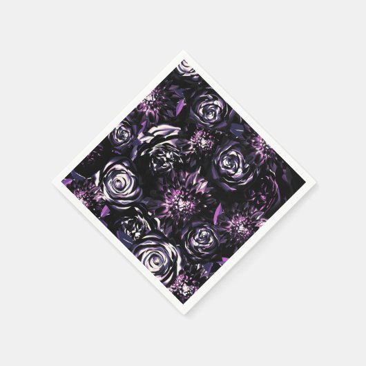 Dark Garden Bewitching Lila Blumen Party Serviette (Ecke)