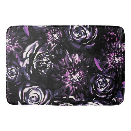 Dark Garden Bewitching Lila Glam Blume Badematte (Vorderseite)