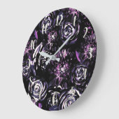 Dark Garden Bewitching Lila Glam Blume Große Wanduhr (Winkel)