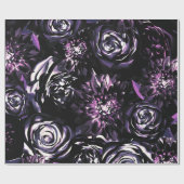Dark Garden Bewitching Lila Glam Blume Hochzeit Geschenkpapier (Flach)