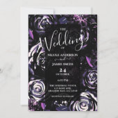 Dark Garden Bewitching Purple Blumen Hochzeit Einladung (Vorderseite)