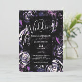 Dark Garden Bewitching Purple Blumen Hochzeit Einladung (Stehend Vorderseite)