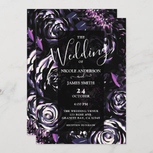 Dark Garden Bewitching Purple Blumen Hochzeit   Einladung