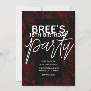 Dark Garden Red Romantic Blume Glam Birthday Einladung