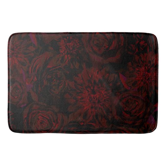 Dark Garden Rote Romantische Blume Gothic Glam Badematte (Vorderseite)