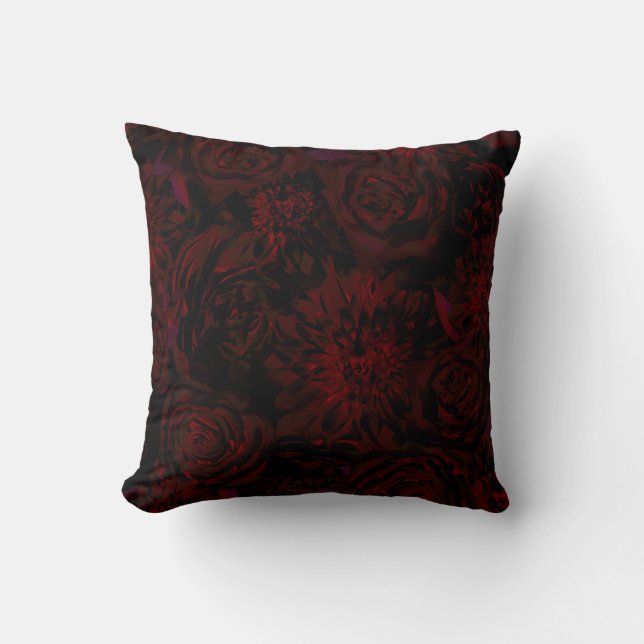 Dark Garden Rote Romantische Blume Gothic Glam Kissen (Vorderseite)