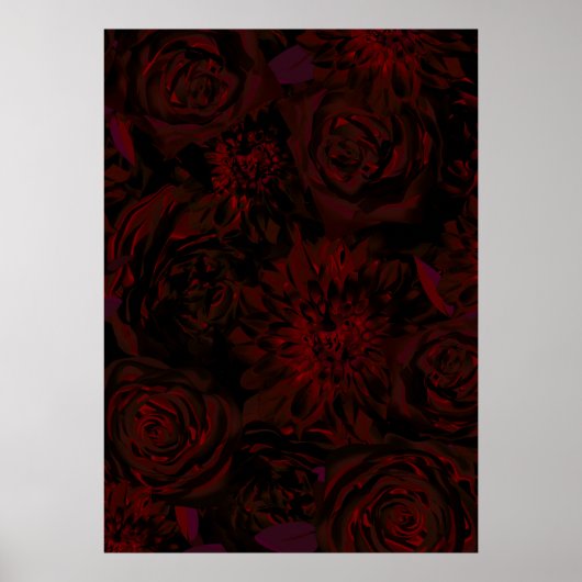 Dark Garden Rote Romantische Blume Gothic Glam Poster (Vorne)