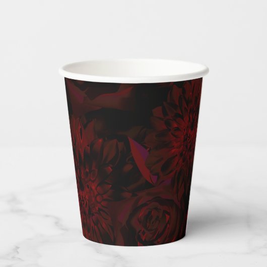 Dark Garden Rote Romantische Blume Gotische Hochze Pappbecher (Rückseite)