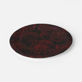 Dark Garden Rote Romantische Blume Gotische Hochze Pappteller