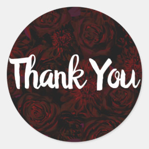 Dark Garden Rote Romantische Blume Gotische Hochze Runder Aufkleber