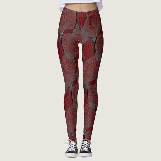 Dark Garnet Red 650000 & "Spider Web" Lace  Leggings (Vorderseite)