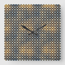 Dark Geometric Grid Abstract Pattern Design 1300 Quadratische Wanduhr
