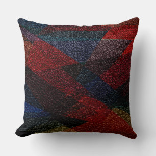Dark Geometric Leather Look Kissen