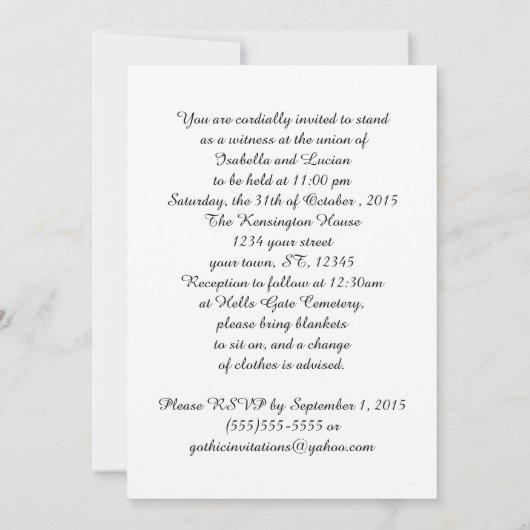 Dark Gewerkschaft Vampire Goth Wedding Einladung (Rückseite)