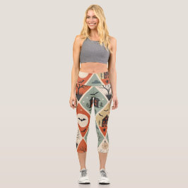 Dark ghost pattern capri leggings