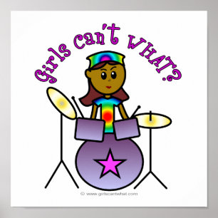 Dark Girl Playing Drums Poster